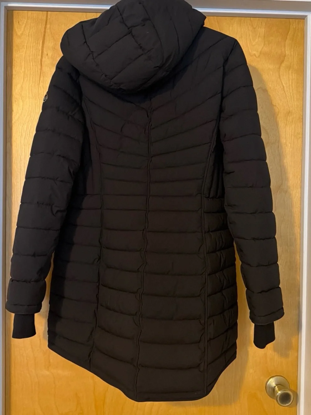 Michael Kors Black Quilted Mid-Length Hooded Puffer Coat